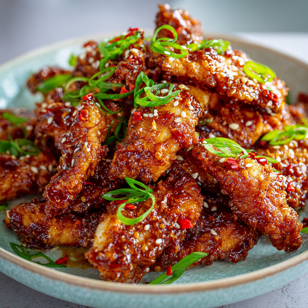 Crispy korean chicken tenders made in the air fryer