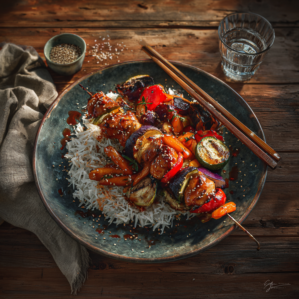 Honey Gochujang Chicken kebabs