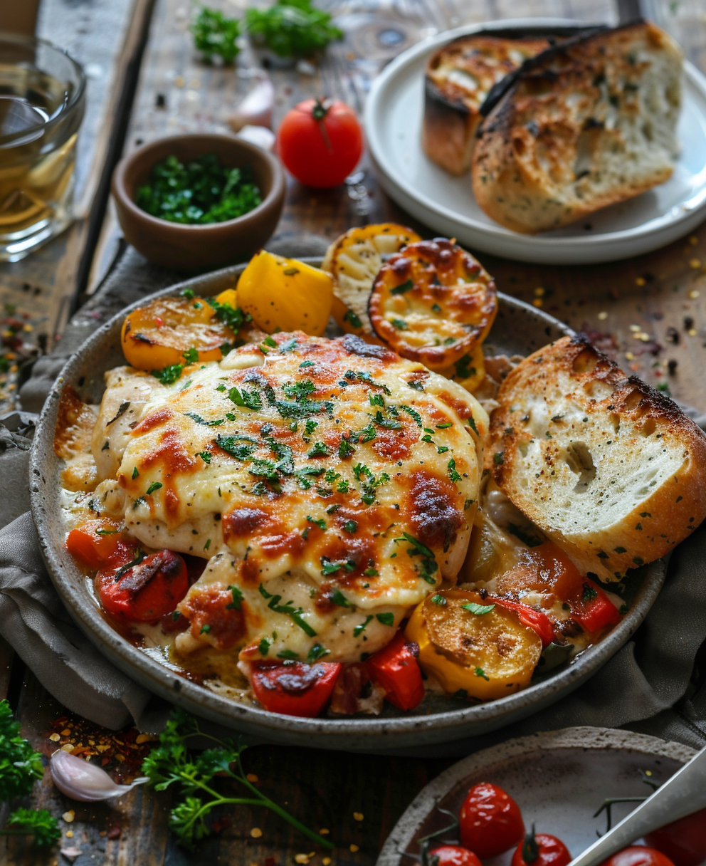 cheesy mozzarella chicken bake