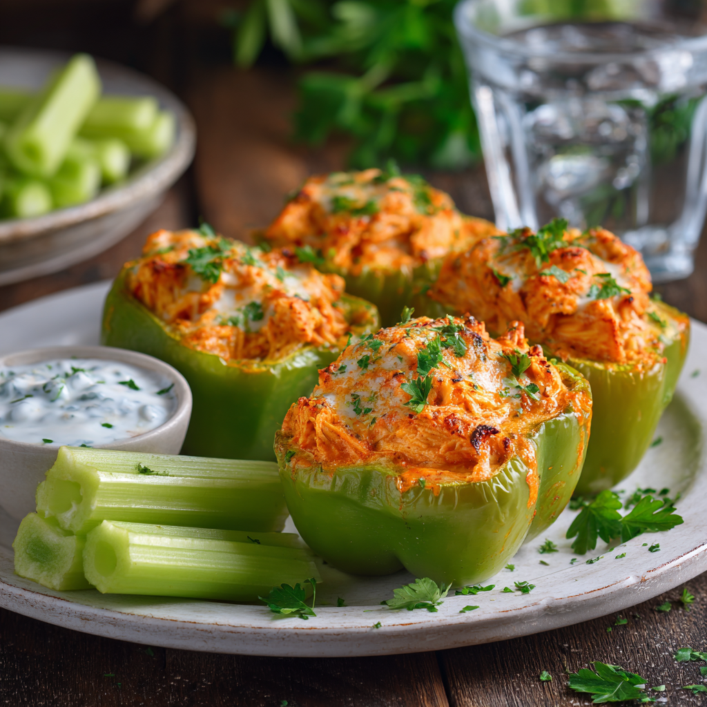 easy keto buffalo chicken stuffed peppers recipe
