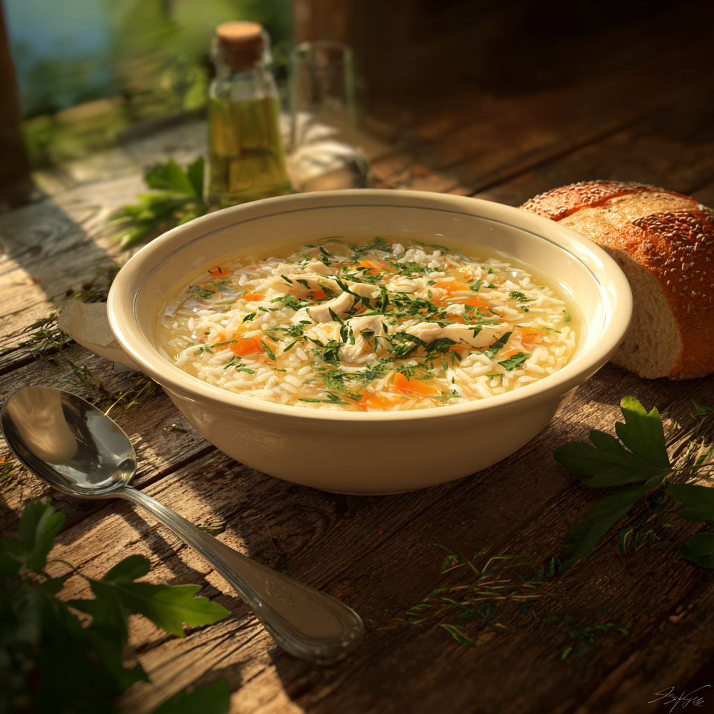 recipe for demos chicken and rice soup