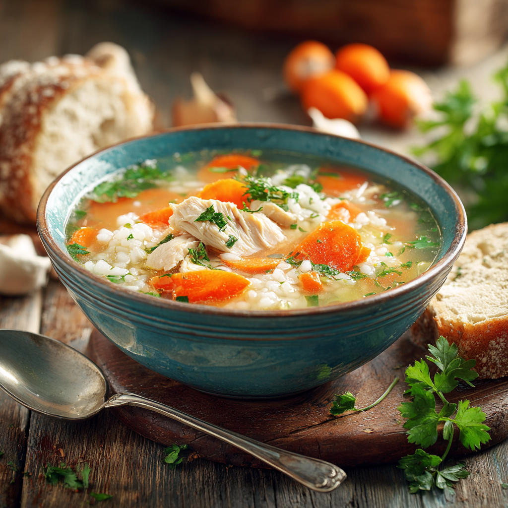 recipe for demos chicken and rice soup