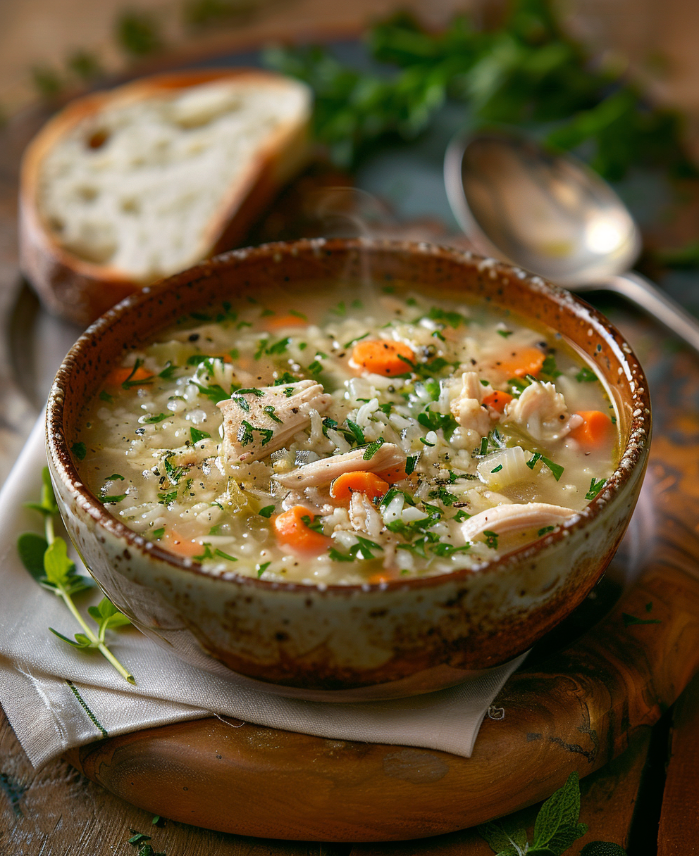 recipe for demos chicken and rice soup